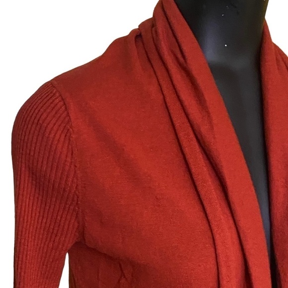 LOFT Amber Orange Open Front Cardigan Sweater - Picture 2 of 6